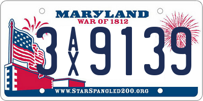 MD license plate 3AX9139