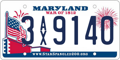 MD license plate 3AX9140