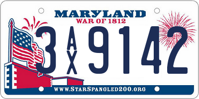 MD license plate 3AX9142