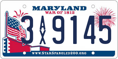 MD license plate 3AX9145