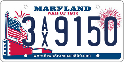 MD license plate 3AX9150