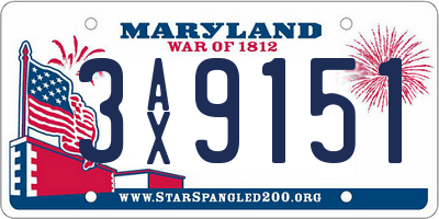 MD license plate 3AX9151