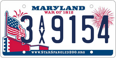 MD license plate 3AX9154