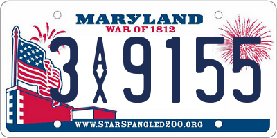 MD license plate 3AX9155