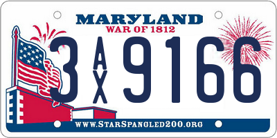 MD license plate 3AX9166