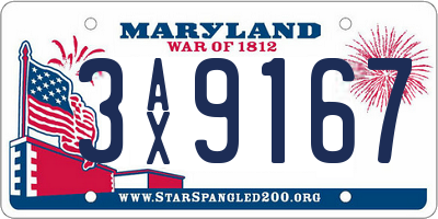 MD license plate 3AX9167