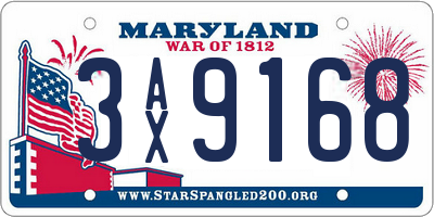 MD license plate 3AX9168