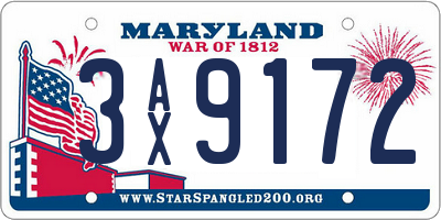 MD license plate 3AX9172