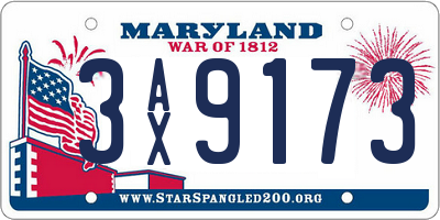 MD license plate 3AX9173