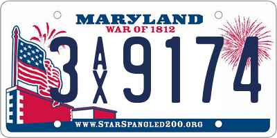 MD license plate 3AX9174