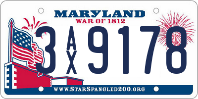 MD license plate 3AX9178