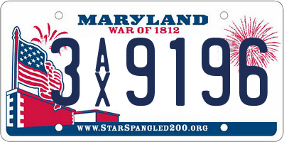 MD license plate 3AX9196