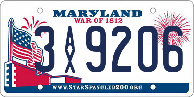 MD license plate 3AX9206