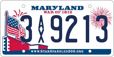 MD license plate 3AX9213