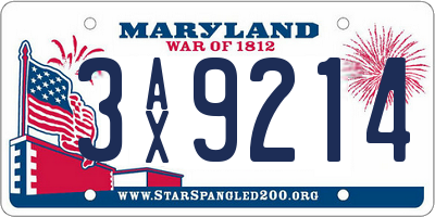 MD license plate 3AX9214