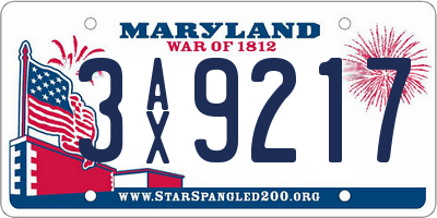MD license plate 3AX9217