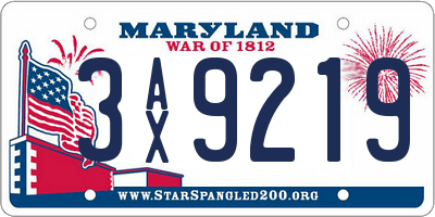 MD license plate 3AX9219
