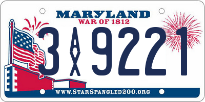 MD license plate 3AX9221