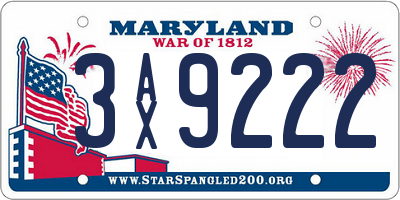 MD license plate 3AX9222