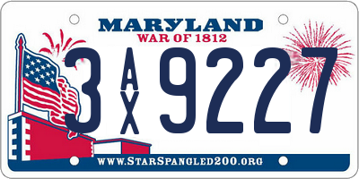 MD license plate 3AX9227