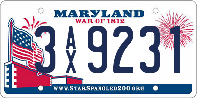 MD license plate 3AX9231