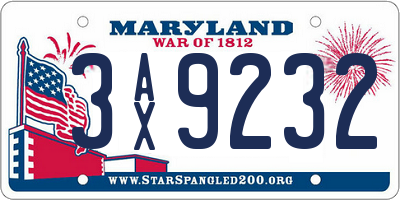 MD license plate 3AX9232
