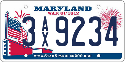 MD license plate 3AX9234