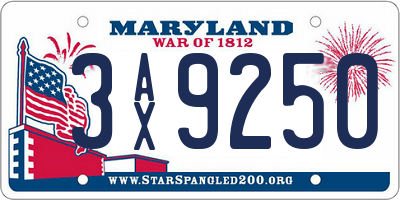 MD license plate 3AX9250