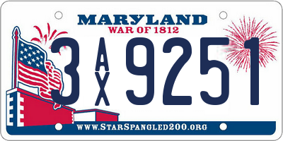 MD license plate 3AX9251