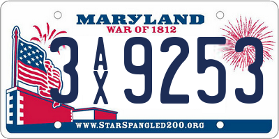 MD license plate 3AX9253
