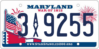 MD license plate 3AX9255