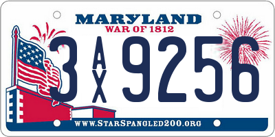 MD license plate 3AX9256