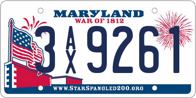 MD license plate 3AX9261