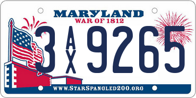 MD license plate 3AX9265