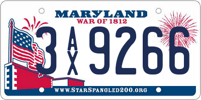 MD license plate 3AX9266