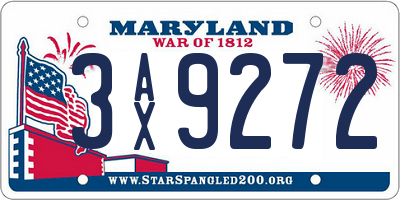MD license plate 3AX9272