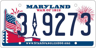 MD license plate 3AX9273