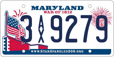 MD license plate 3AX9279