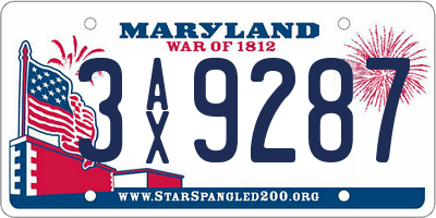 MD license plate 3AX9287