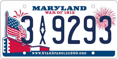 MD license plate 3AX9293