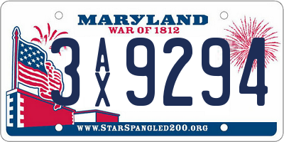 MD license plate 3AX9294