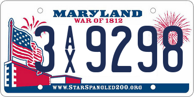 MD license plate 3AX9298