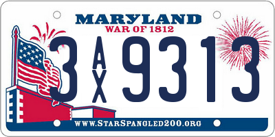 MD license plate 3AX9313