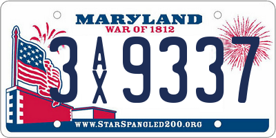 MD license plate 3AX9337
