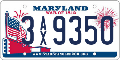 MD license plate 3AX9350