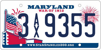 MD license plate 3AX9355
