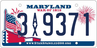 MD license plate 3AX9371