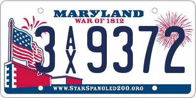 MD license plate 3AX9372