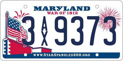MD license plate 3AX9373