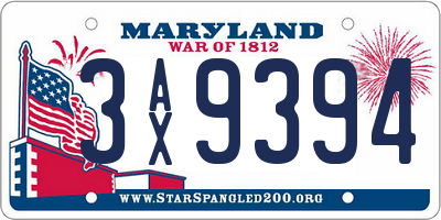 MD license plate 3AX9394